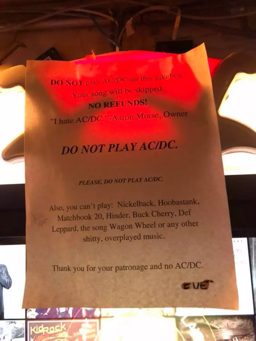 Sign on Marshall Bar Jukebox – DO NOT PLAY AC/DC